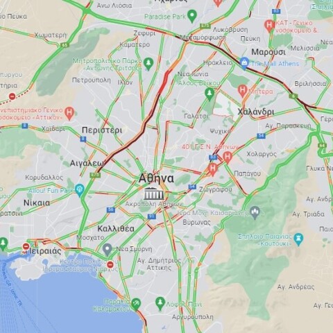 Κίνηση στους δρόμους της Αθήνας - Χάρτης