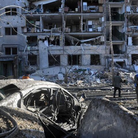 Πόλεμος στην Ουκρανία: Βομβαρδισμένο κτίριο 