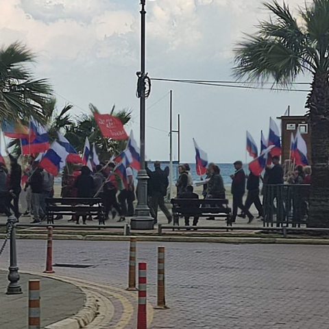 Κύπρος: Διαδήλωση υπέρ της ρωσικής εισβολής στην Ουκρανία.