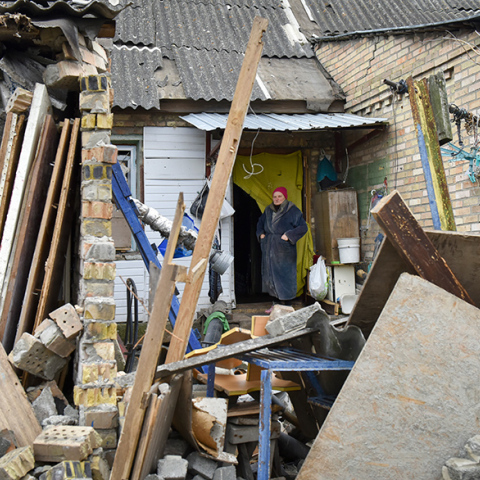 Πόλεμος στην Ουκρανία: Βομβαρδισμένο σπίτι στο Χοστομέλ