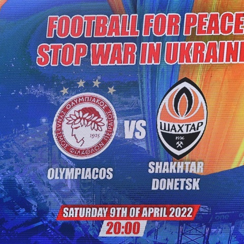 [351883] FOOTBALL FOR PEACE STOP WAR IN UKRAINE / ΦΙΛΙΚΟΣ ΑΓΩΝΑΣ / ΟΣΦΠ - ΣΑΧΤΑΡ (ΝΕΚΤΑΡΙΑ ΜΠΑΛΩΜΑΤΙΝΗ / EUROKINISSI)