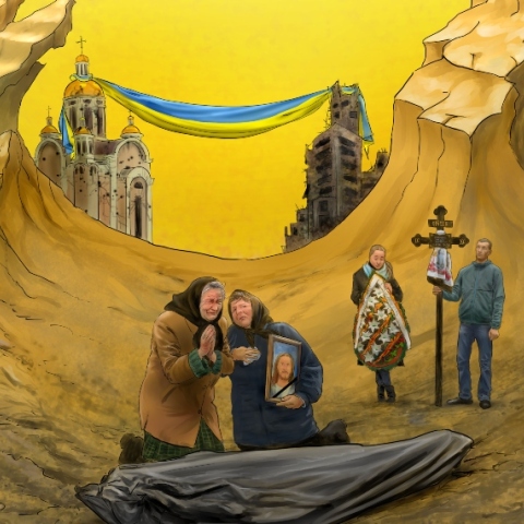 Ο Επιτάφιος Θρήνος, από σκίτσο του Χρήστου Παπανίκου