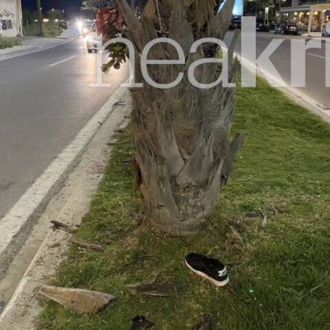 Ηράκλειο: Στιγμιότυπο από το σημείο που έγινε το τροχαίο δυστύχημα