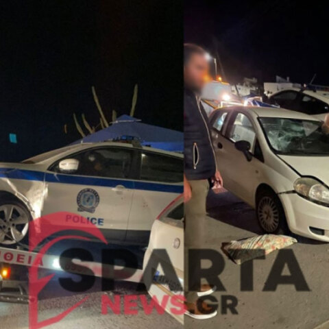 Οδηγός στη Μονεμβασιά έπεσε πάνω σε μηχανή και εμβόλισε περιπολικό