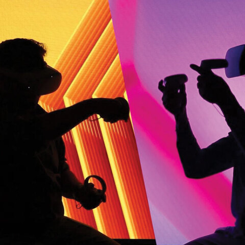 Γραφικό που δείχνει ανθρώπους να παίζουν Virtual Reality