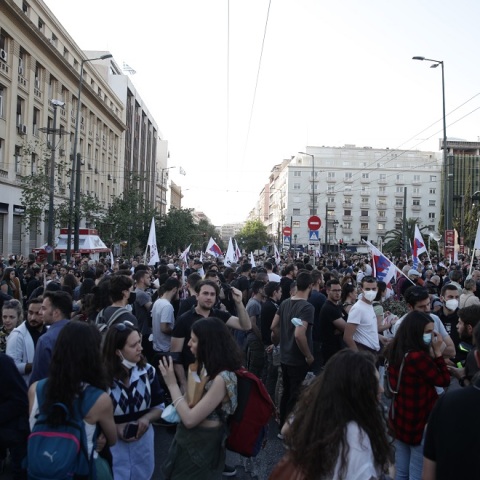 [352724] ΑΝΤΙΠΟΛΕΜΙΚΟ ΣΥΛΛΑΛΗΤΗΡΙΟ ΣΤΑ ΠΡΟΠΥΛΑΙΑ ΑΠΟ ΤΟ ΠΑΜΕ ΚΑΙ ΑΡΙΣΤΕΡΕΣ ΟΡΓΑΝΩΣΕΙΣ (ΣΩΤΗΡΗΣ ΔΗΜΗΤΡΟΠΟΥΛΟΣ/EUROKINISSI)