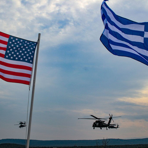 Σημαίες Ελλάδας -  Αμερικής