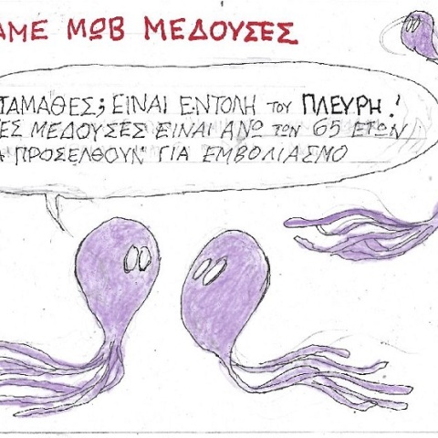 Σκίτσο που απεικονίζει μέδουσες