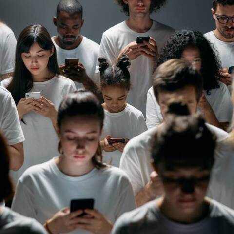 Άνθρωποι σκυμμένοι στα κινητά τους