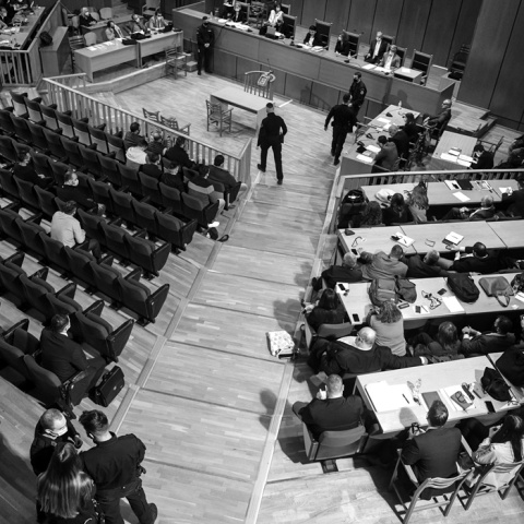 Δίκη Χρυσής Αυγής: Στιγμιότυπο από την αίθουσα του δικαστηρίου