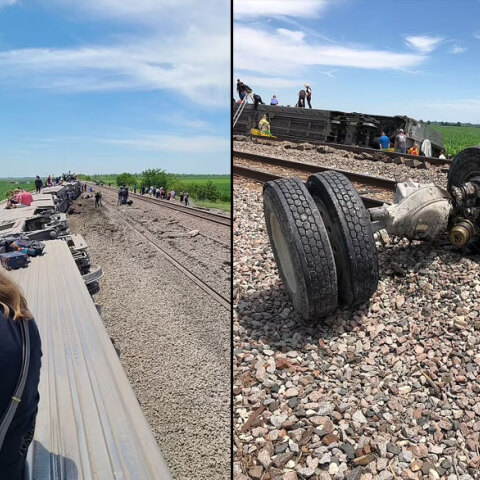 Επιβάτες έχουν βγει από τα βαγόνια τρένου που εκτροχιάστηκαν στο Κάνσας