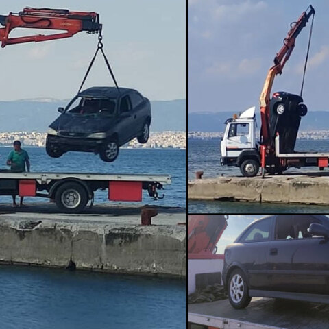 Θεσσαλονίκη - Αυτοκίνητο έπεσε στη θάλασσα - Εικόνες από την ανάσυρσή του