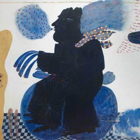 ALEKOS FASSIANOS (b.1935) “Petite suite anachronique ou la vie d’anastasios en 24 heures” oil on canvas heightened with gold