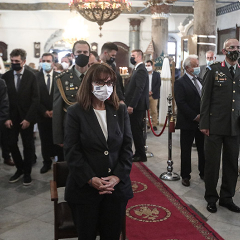 Επίσκεψη της ΠτΔ Αικατερίνης Σακελλαροπούλου στο Καστελόριζο στο πλαίσιο των εορτασμών για την 77η επέτειο για την απελευθτέρωση του νησίου την Κυριακή 13 Σεπτεμβίου 2020 