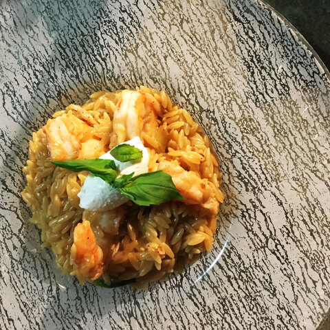 Κριθαρότο με γαρίδες από τον Olivier Campanha