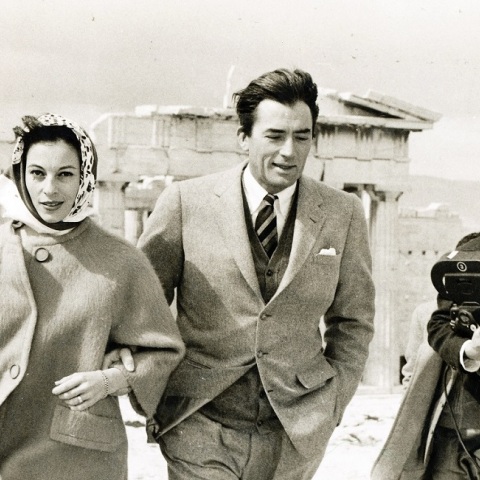 Ο Βασίλης Μάρος με τον Γκρέγκορι Πεκ και τη γυναίκα του από την ξενάγησή τους στην Ακρόπολη