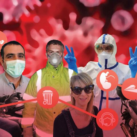 Εργαζόμενοι που δουλεύουν εν μέσω πανδημίας κορωνοϊού