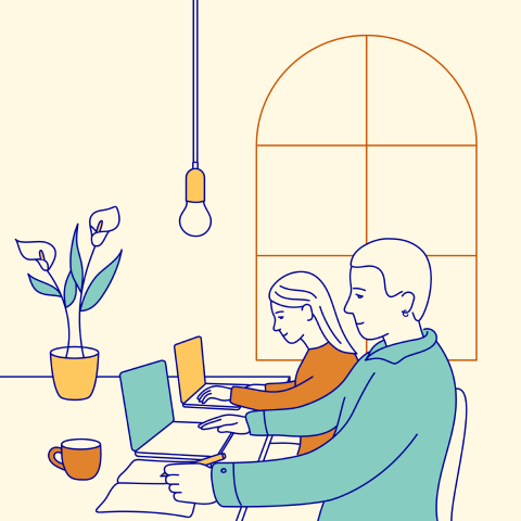 Εικονογράφηση ανθρώπων που δουλεύουν με laptop