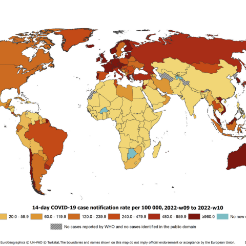 Παγκόσμιος χάρτης κρουσμάτων 2022