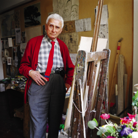 Ο Παναγιώτης Τέτσης στο σπίτι του στην Ξενοκράτους