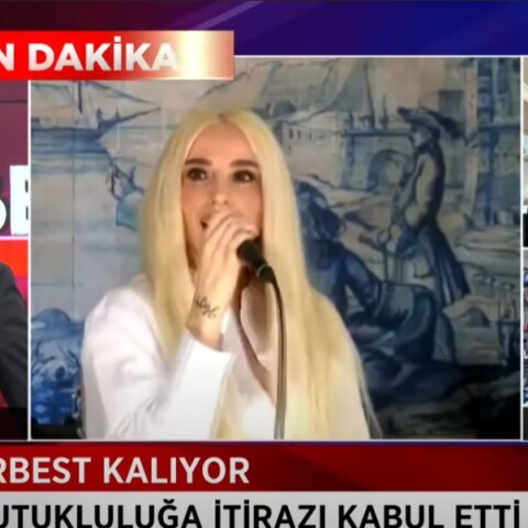 Φωτογραφία της τραγουδίστριας Gulsen σε δελτίο ειδήσεων