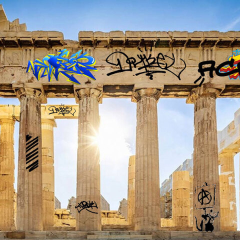 Γκράφιτι στον Παρθενώνα