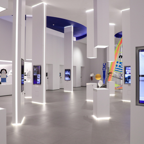 Το εσωτερικό του Ολυμπιακού Μουσείου Αθήνας. 