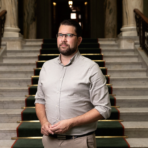 Τζίμι Άκεσον, ο αρχηγός του κόμματος «Σουηδοί Δημοκράτες»