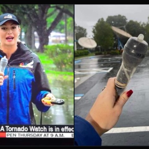 Ρεπόρτερ έβαλε προφυλακτικό στο μικρόφωνο κατά την κάλυψη του κυκλώνα Ίαν στη Φλόριντα