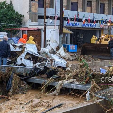 Κακοκαιρία στην Κρήτη: Εικόνα από την περιοχή της Αγίας Πελαγίας