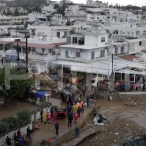 Λάσπες στους δρόμους της Αγίας Πελαγίας κατάγραψε κάμερα drone