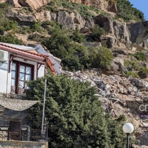 Πτώση βράχου στην Ιεράπετρα και καταστροφές σε ενοικιαζόμενα