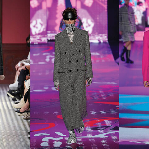 Άνδρες μοντέλα στην πασαρέλα με ρούχα των Prada, Dolce & Gabbana, Dolce & Gabbana