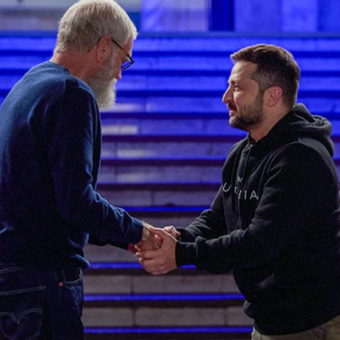 Ο Ντέιβιντ Λέτερμαν και ο Βολόντιμιρ Ζελένσκι.