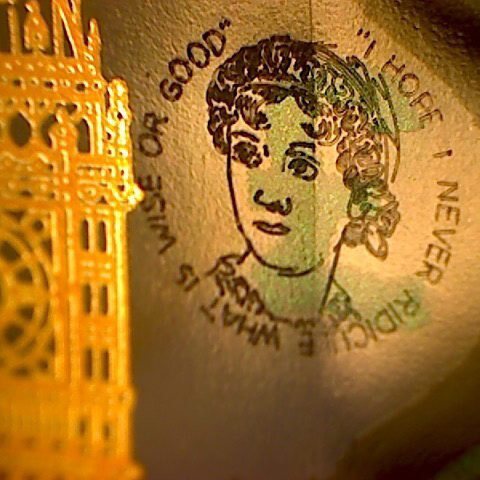 Πορτρέτο της Τζέιν Όστεν σε τραπεζική κάρτα