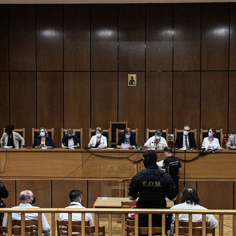 Η αίθουσα όπου πραγματοποιείται η δίκη της Χρυσής Αυγής