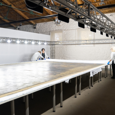 Το έργο "30η Μαρτίου 1814" στο εργαστήριο συντήρησης της Εθνικής Πινακοθήκης