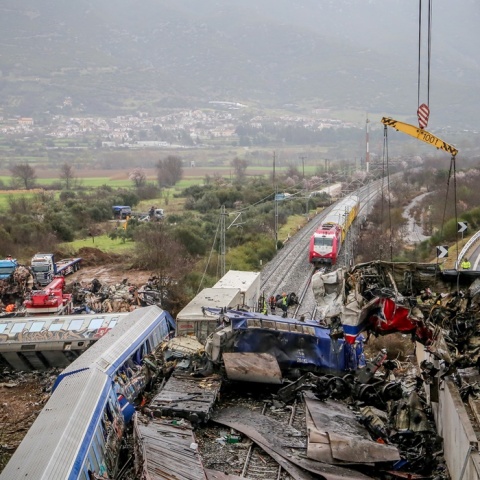 Εικόνα από το σιδηροδρομικό δυστύχημα στα Τέμπη