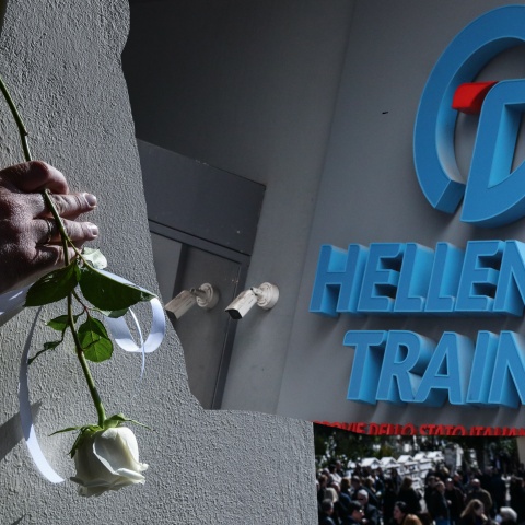 Σιδηροδρομικό δυστύχημα στα Τέμπη - Λουλούδι για τα θύματα - Τα γραφεία της Hellenic Train