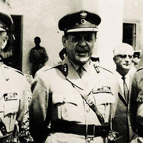 Οι ηγέτες του πραξικοπήματος: Από αριστερά προς δεξιά: Στυλιανός Παττακός, Γεώργιος Παπαδόπουλος και Νικόλαος Μακαρέζος. © Wikimedia Commons