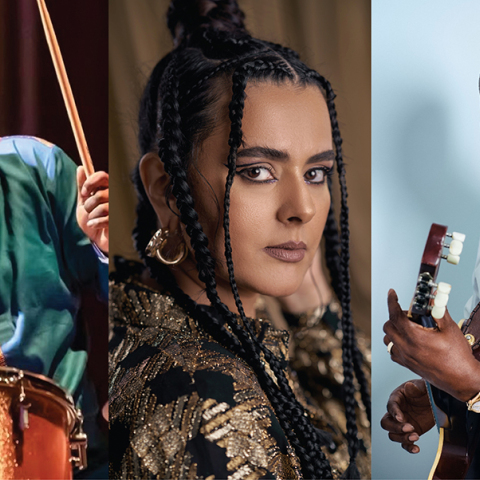 Οι Marcus Gilmore, Dina Elwedidi, Aurelio Martínez στη συναυλία λήξης του Rolex Arts Festival στο Μέγαρο