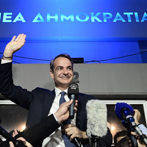 Ανακοίνωση των αποτελεσμάτων των εθνικών εκλογών στα κεντρικά γραφεία της Νέας Δημοκρατίας, Κυριακή 21 Μαΐου 2023