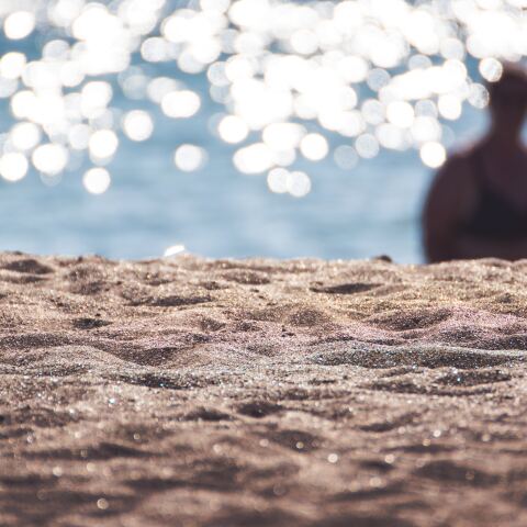 Ακροθαλασσιά στο βάθος διακρίνονται δύο λουόμενοι