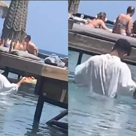 Σερβιτόρος στη Ρόδο κολυμπά για να παραδώσει παραγγελία