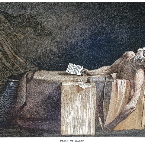 Πίνακας απεικονίζει τη δολοφονία του Ζαν Πολ Μαρά