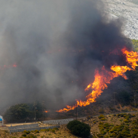 Φωτιά καίει στην περιοχή Κεραμωτή της Νάξου