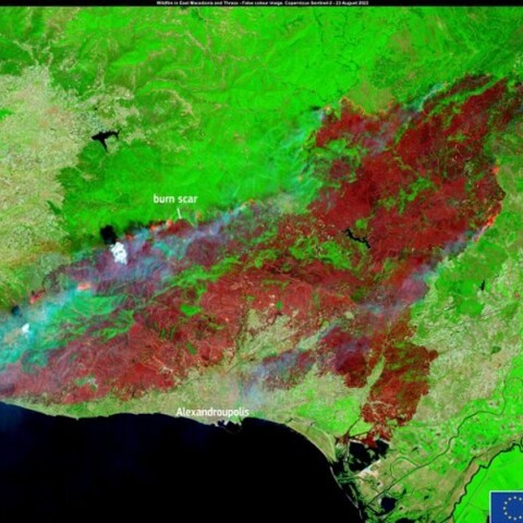  Δορυφορική καταγραφή της καμένης γης στην Αλεξανδρούπολη από την ευρωπαϊκή υπηρεσία Copernicus