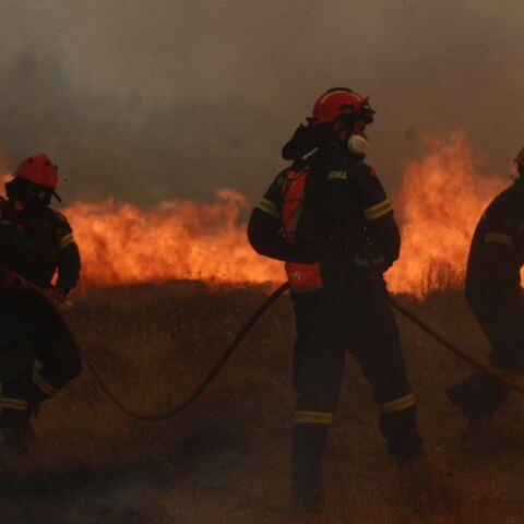 Πυροσβέστες επιχειρούν στο μέτωπο της Πάρνηθας
