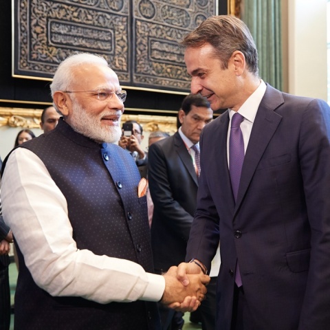 Ο Κυριάκος Μητσοτάκης με τον Ναρέντα Μόντι