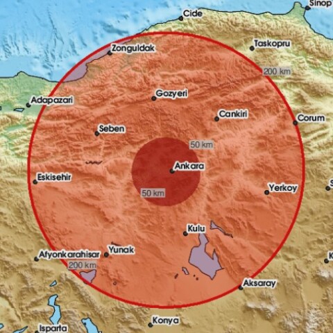 Χάρτης με το επίκεντρο του σεισμού 5 Ρίχτερ στην Τουρκία